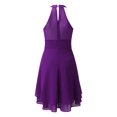 thumbnail image 5 of XDZJLR Womens Dresses formal Solid Halter Neck Button Chiffon Splice A Line Skirt, 5 of 5