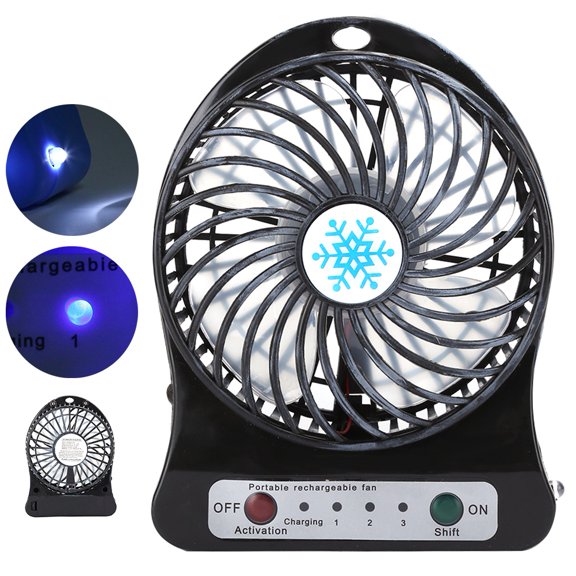 Mini Desk Fan, Car Seats Usb Rechargeable Usb Desk Fan Portable Baby Bed Small  CirculatorBlack