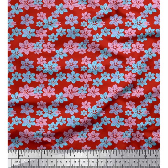 Soimoi polyester Crepe Fabric Artistic Floral Fabric Prints By Yard 52 Inch Wide