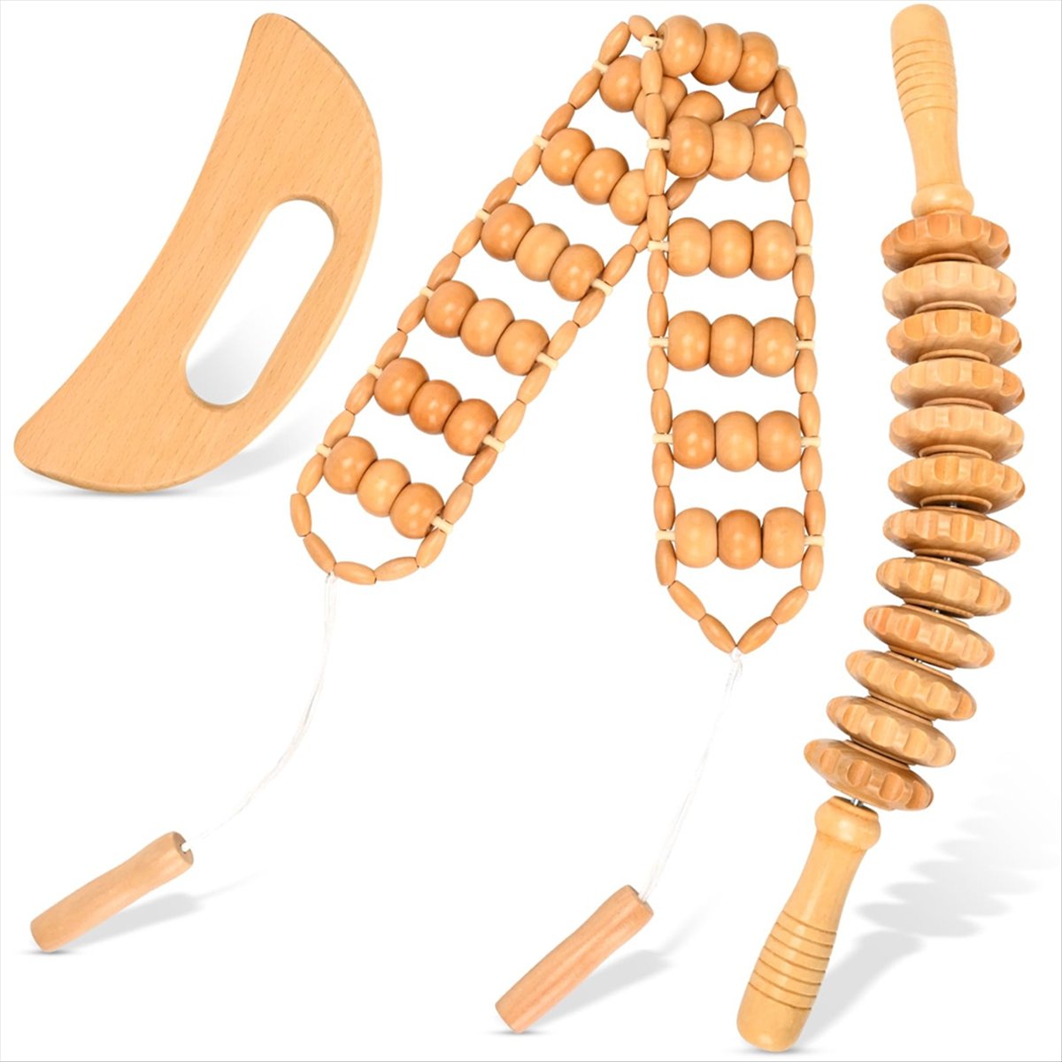 Wood Therapy Massage Tools Lymphatic Drainage Massager Wood Therapy Kit Wooden Gua Sha Massager Body Sculpting Tools,3Pcs x Wood Therapy Massage Tools,Wooden