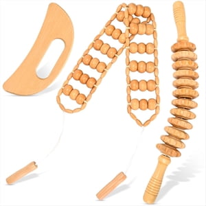 Wood Therapy Massage Tools Lymphatic Drainage Massager Wood Therapy Kit Wooden Gua Sha Massager Body Sculpting Tools,3Pcs x Wood Therapy Massage Tools,Wooden