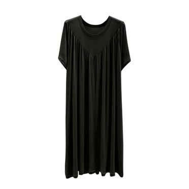 Timegard Nightgown for Women Short Sleeve Crew Neck Sleepwear Loose Soft Homewear T Shirt House Dress