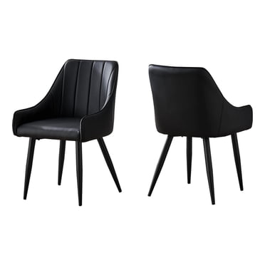 Monarch Specialties Dining Chair, Set Of 2, Side, Upholstered, Kitchen, Dining Room, Pu Leather Look, Metal, Black, Contemporary, Modern