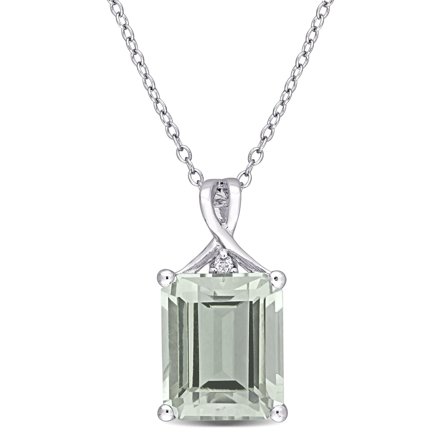 Pendentif avec chaine Miabella avec 5-3/8 CT PBT de quartz vert et topaze blanche en argent sterling