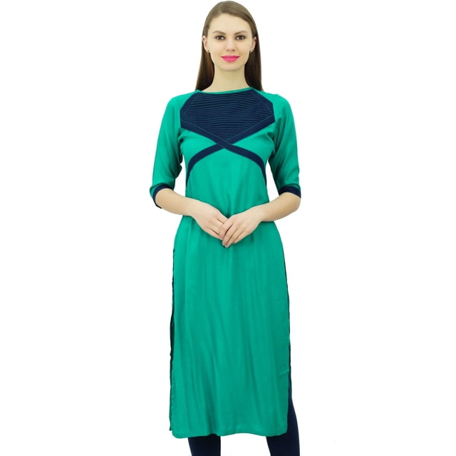 Phagun Tunique pour Femmes en Coton Kurti Indienne de Designer Kurta Droite