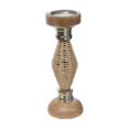 thumbnail image 1 of Diamond Raffia Metal Pillar Candlestick 12", 1 of 3
