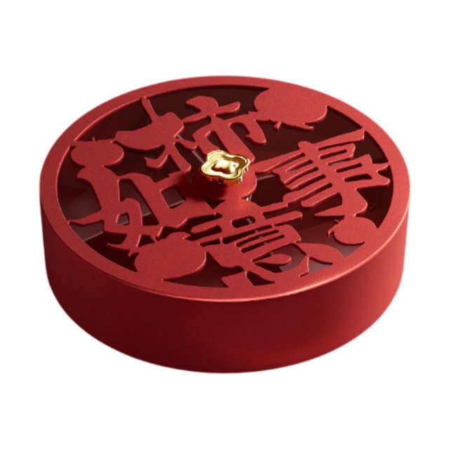 simhoa Divided Serving Tray with Lid Serving Bowl for Kitchen Chinese New Year Nuts Red