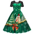 thumbnail image 1 of Jsaierl Robes de Noël pour Femmes 2024 Élégantes Décontractées à Manches Courtes Robe en Dentelle Robe de Fête des Fêtes Cocktail Robe à Volants, 1 of 8
