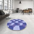 thumbnail image 4 of Ahgly Company Tapis d'Intérieur Lavable à la Machine, Carré, Transitionnel, Bleu, Tapis de Zone, 4 Pieds Carré, 4 of 7