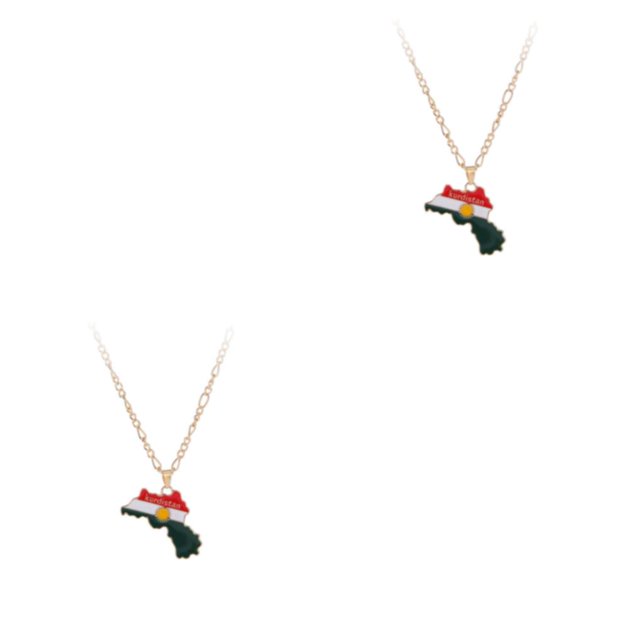 Baohd Pendentif Carte Drapeau Coloré - Se Démarquer de la Foule Charmant Collier Collier de Mode Cadeau Or 2Set