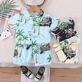 thumbnail image 2 of MIASHUI Toddler Boys Short Sets Tropical Print Button Down Shirt Outfits Boy Clothes,Blue,3-4 Years, 2 of 9