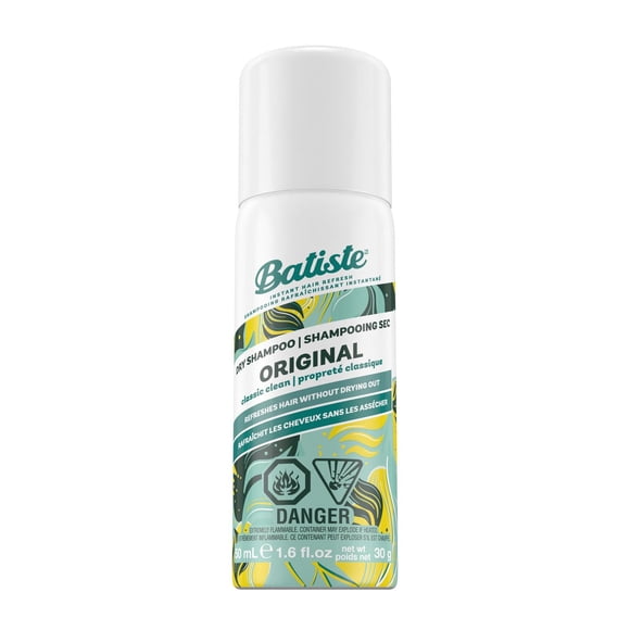 Batiste Dry Shampoo Original, Mini Travel Size, 50 ml, Instantly Refresh Hair, Absorbs Oil & Grease, Waterless Formula for Added Hair Texture and Body