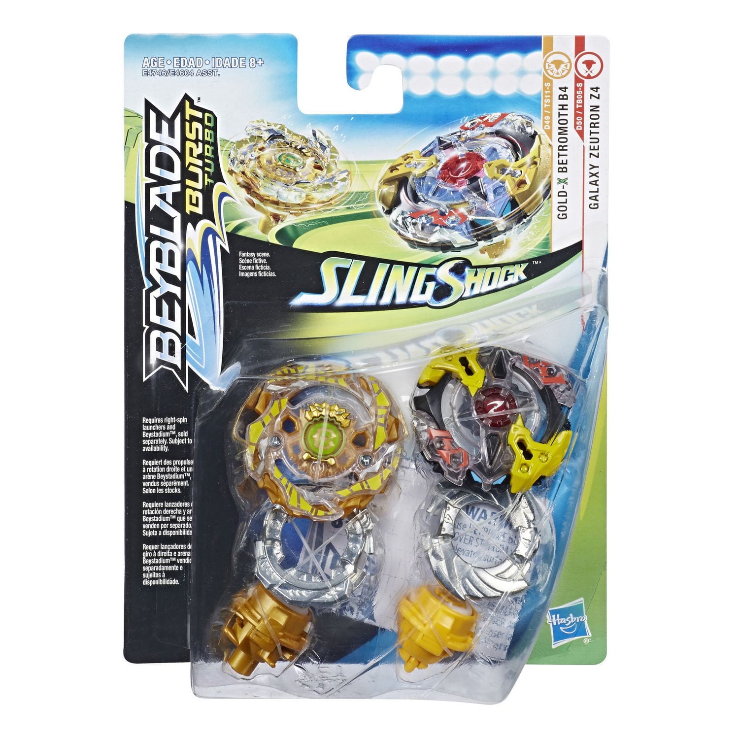 Beyblade Burst Turbo Slingshock Dual Pack Galaxy Zeutron Z4, Gold