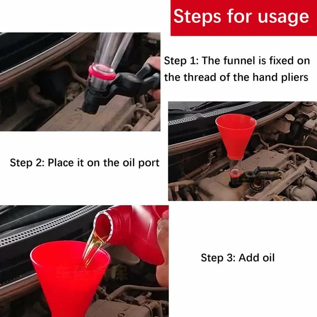 Red Universal Engine Oil Filling Funnel Set Oil Filling Funnel For Car Engine Gasoline Funnel