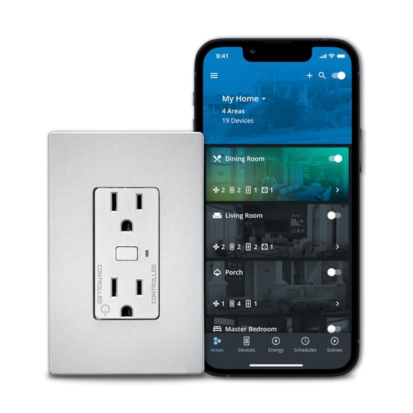 Eaton EWFTRCR15-SG-BX-L Prise Intelligente Wi-Fi Compatible avec Hey Google et Alexa Silver Granite