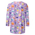 thumbnail image 3 of UPPADA Bunny T-Shirts de Pâques pour Femmes Lapin Oeuf Imprimé T-Shirts Manches 3/4 Col Rond T-Shirts d'Été Décontractés Mignons T-Shirts Graphiques Chandail Confortable Haut Violet,TG, 3 of 5