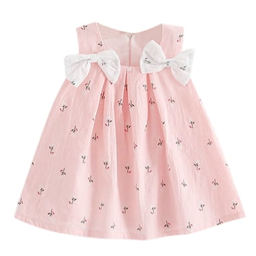 XZNGL Robe de Princesse pour Filles Tout-Petits Enfant Bébés Filles Unie à Nœud Imprimé Florale à Bretelles Robe de Princesse de Fête Robe Florale pour Filles Robe de Fête pour Filles