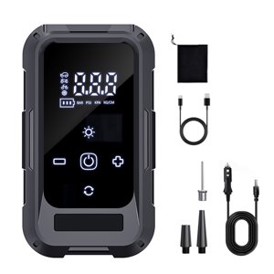 Black Wireless Tire Inflator with 3900mAh Battery, 140 PSI High-Pressure Fast Inflation, Digital Pressure Display & Touch Screen, Portable Air Compressor for Cars, Motorcycles, Bikes, Balls -