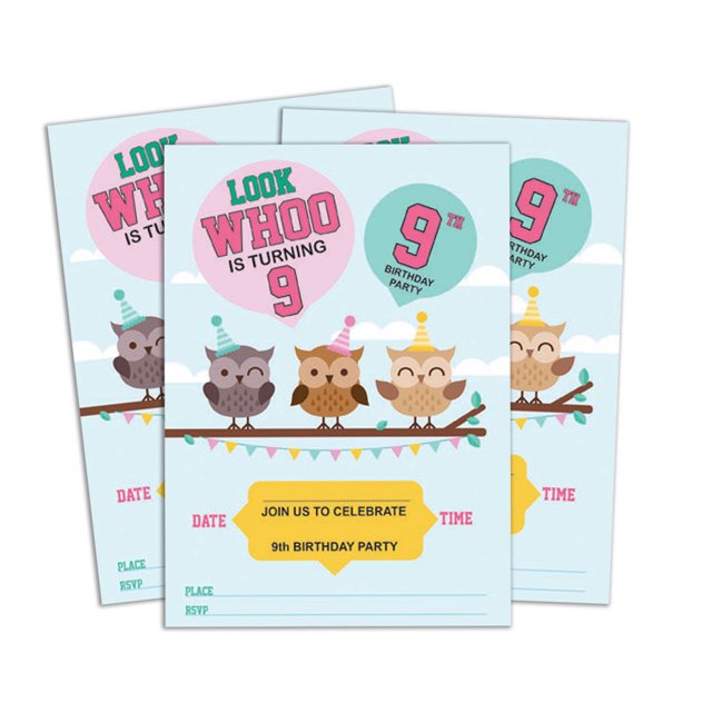 Darling Souvenir Green Birthday Invitation Card 28 Pcs Fill or Write In Blank Invites Printable Party Supplies 5 x 7 Inches