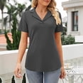 thumbnail image 2 of Vente Liquidation de Hauts pour Femmes! Polos pour Femmes Col à Revers Col en V Manches Courtes Blouse Chic Décontractée Tunique Hauts Été Liquidation, 2 of 8