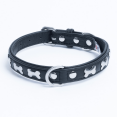 thumbnail image 1 of ROTTERDAM BONES Leather Dog Collar Single- Row Bones, 1 of 3