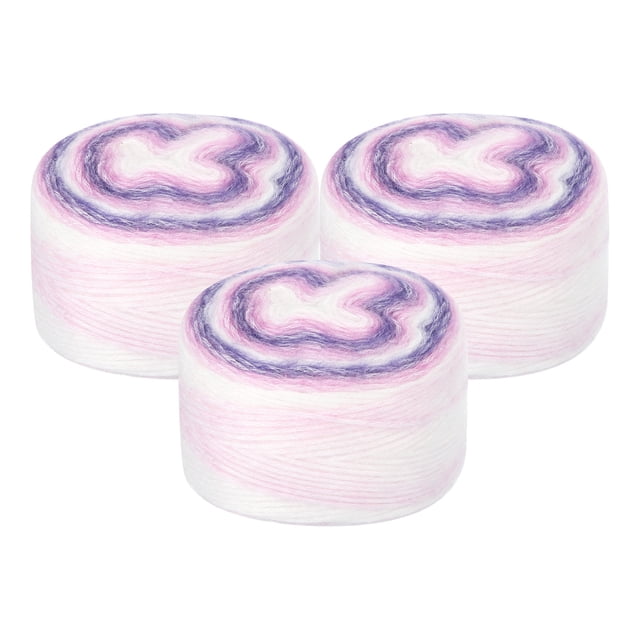 Unique Bargains Gradient Cake Cotton Acrylic Wool Mixed Purple Yarn, 300g, 3 Pack
