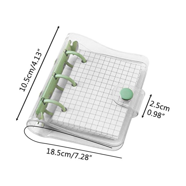 Mini Transparent 3ring Binder Covers Mini Loose Leaf Notebook Binder Mini Transparent 3Ring Binder Covers With Grid Inner Page And Binder Pockets Mini Loose Leaf Notebook Binder