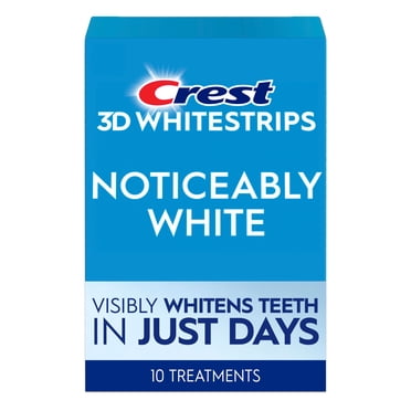 Crest 3D Whitestrips Noticeably White At-Home Teeth Whitening Kit, 10 Treatments, Visibly Whitens Teeth in Just Days