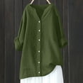 thumbnail image 2 of AherBiu Plus Size Tops for Women Cotton Linen Button down Shirts Causal Long Sleeve Fall Loose Fitting Blouses, 2 of 4