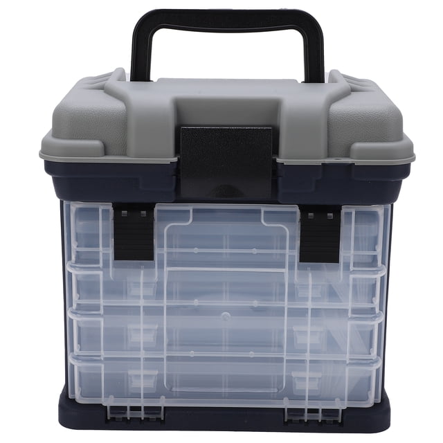 Boîte de Pêche Utilitaire Portable 4 Couches Grande Boîte d'Attirail de Pêche Poignée en Plastique Carpe Multifonction Grande Capacité Accessoire de Pêche en Mer Bateau Outils