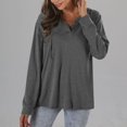 thumbnail image 2 of GigrtiJin Womens Oversized V-Neck Tops 2025 Trendy Long Sleeve Solid Color Blouses Button Decor Casual Shirts, 2 of 5