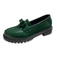 thumbnail image 1 of LOVZFMLL Chaussures pour Femmes Tendance Classiques en Cuir Verni Confort Décontractées à Bout Rond Fermé Slip On Mocassins Habillés à Nœud Vert 6, 1 of 4