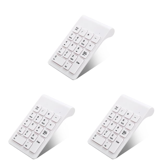 braveheart USB Wireless 18 Keys Keyboard Professional Number Keyboards Battery Powered for Laptop Accounting Computer Desktop White 3Set