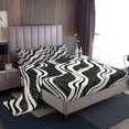 thumbnail image 1 of YST Simple Ripple Bed Sheets Set Full Size 4pcs, Waves Geometric Printed Sheet Set For Bedroom, Gradient Stripes Soft Kids Teens Fitted Sheet， Black White Abstract Microfiber Bedding Set, 1 of 5