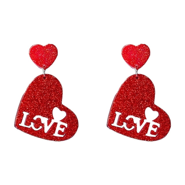 Eoozwa Boucles d'Oreilles Cœur de la Saint-Valentin Rouges en Plastique Légères pour Souper Romantique Rendez-Vous Bijou Mode Cadeau