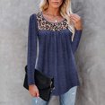 thumbnail image 2 of Pompotops Mode Femmes Casual en Vrac Leapard Imprimé Irrégulière Épissage Col Rond Tees Tops, 2 of 8