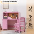 thumbnail image 3 of EDTara Study Desk and Chair Set for Children, Study Table for Kids - Features Bookshelf, Bulletin Board, Cabinets and Drawer, Pink, 3 of 6