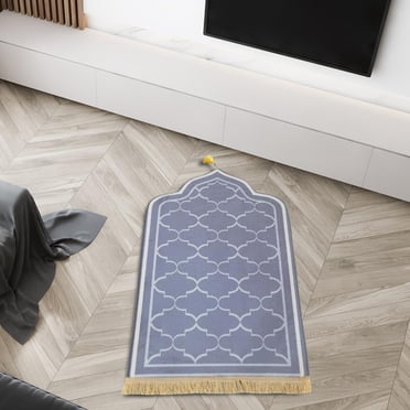 Tapis de Prière Portable Tapis de Prière Pliant Tapis de Culte pour Cadeaux Voyage Maison Gris