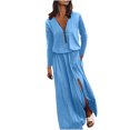 thumbnail image 1 of Gspmoly Robes pour Femmes, Robe Décontractée à Taille pour Femmes à Manches Longues avec Fermeture Éclair, Robe à Col en V, Robes Formelles pour Femmes jusqu'à 65 % de Rabais, 1 of 5