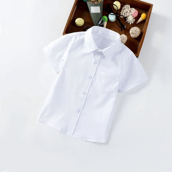 LSLJS Toddler Boys Short Sleeve Button Down Linen Shirts Kids Casual Summer T Shirts Dress Tee Shirt Cotton Tops, Baby Boy Clothes( 12-13 Years, White )