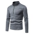 thumbnail image 2 of CEHVOM Men Placket Zipper Design Solid Casual Turtleneck Base Pollover Shirt Blouse Sales, 2 of 8