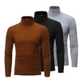 thumbnail image 1 of XUNZOO Chandails à Col Montant pour Hommes 3 Pcs Manches Longues Col Roulé Chandail Hauts Noir&Café&Gris TTG, 1 of 7