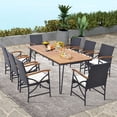 thumbnail image 1 of Costway 9 PCS Patio Rattan Dining Set with Acacia Wood Table, Cushions, 1.9" Umbrella Hole, 1 of 9