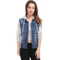 thumbnail image 3 of INSPIRE CHIC Veste en Denim à Capuche à Cordon Superposée pour Femmes avec Poches, 3 of 5