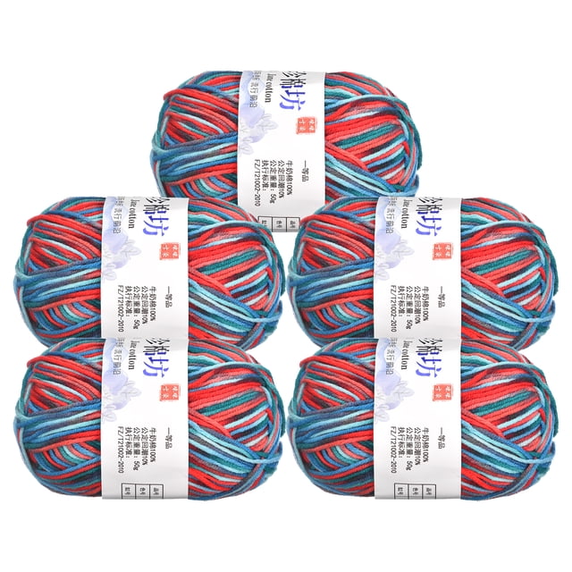 Unique Bargains Fil Mélange de Coton Bleu Rouge, Lot de 5 de 50 g