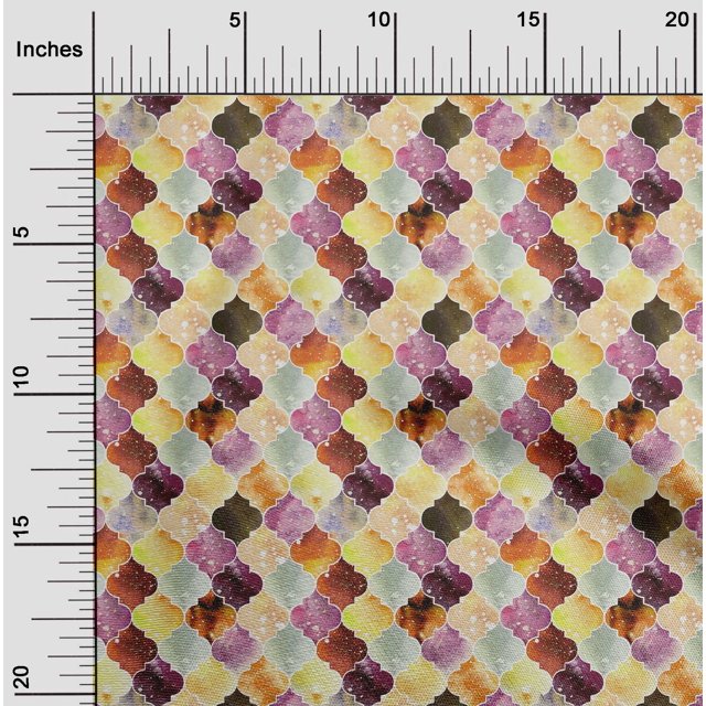 oneOone Georgette Viscose Tissu Texturé Marocain Imprimé Géométrique BTY 42 Pouces de Large