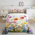 thumbnail image 2 of Colorful Flowers Comforter&nbsp;Set Jungle Plant Down Comforter,Boho Floral King Bedding Set,Botanical Leaves Quilt Set Country Butterfly Rustic Home Decor, 2 of 7