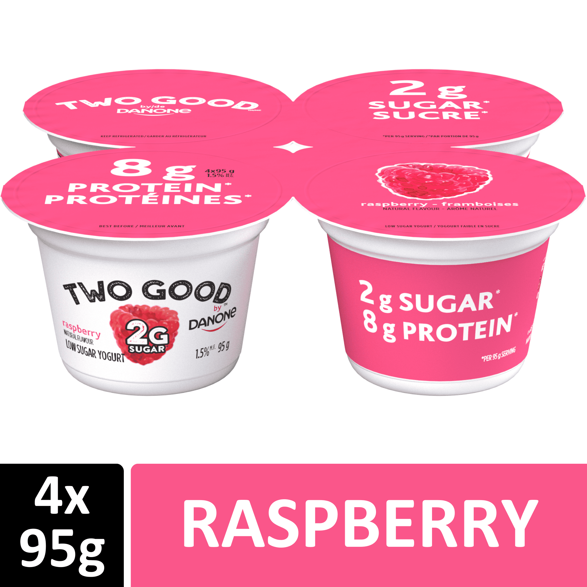 Two Good Yogourt Faible en Sucre, Framboise, 4x95g