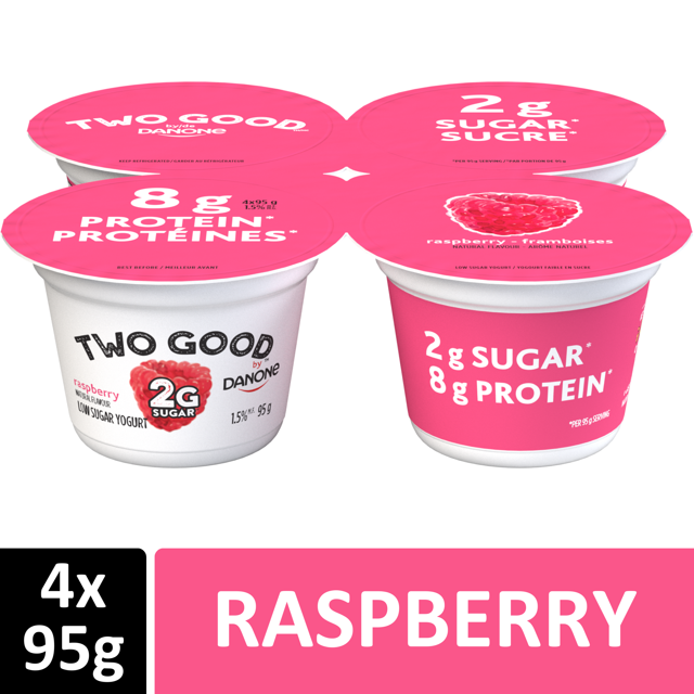 Two Good Yogourt Faible en Sucre, Framboise, 4x95g