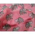 thumbnail image 4 of oneOone Silk Tabby Fabric Elephant Block Printed Fabric 1 Yard 42 Inch Wide, 4 of 4